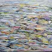 Cailloux dans l'eau ~ Huile sur toile