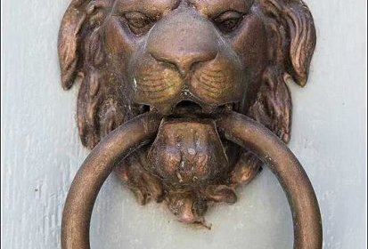 Heurtoir "lion en bronze"