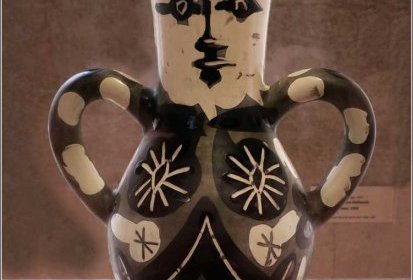 Pablo Picasso - Vase à deux anses (1952) terre cuite polychrome