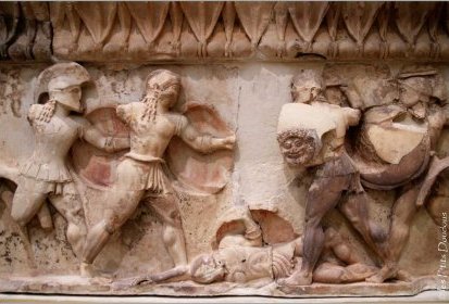 Delphes - Trésor de Siphnos -Combat à Troie d'Achille contre Memnon