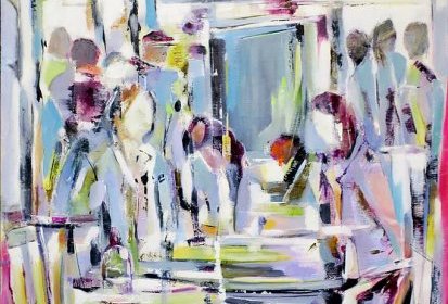 En terrasse - Huile sur toile