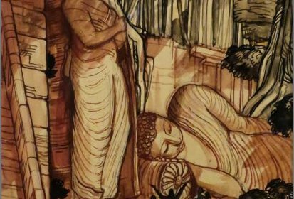 André Maire - Disciple veillant sur le repos de Bouddha (aquarelle et (…)