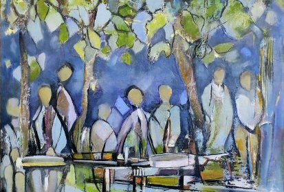 A quai - Huile sur toile