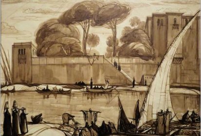 André Maire - Le Caire (encre sépia sur papier) 1939