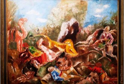 Charles Dufresne - La Chasse au lion (1925) huile sur papier
