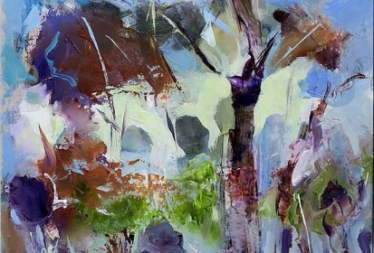 Aventure au jardin - Huile sur papier